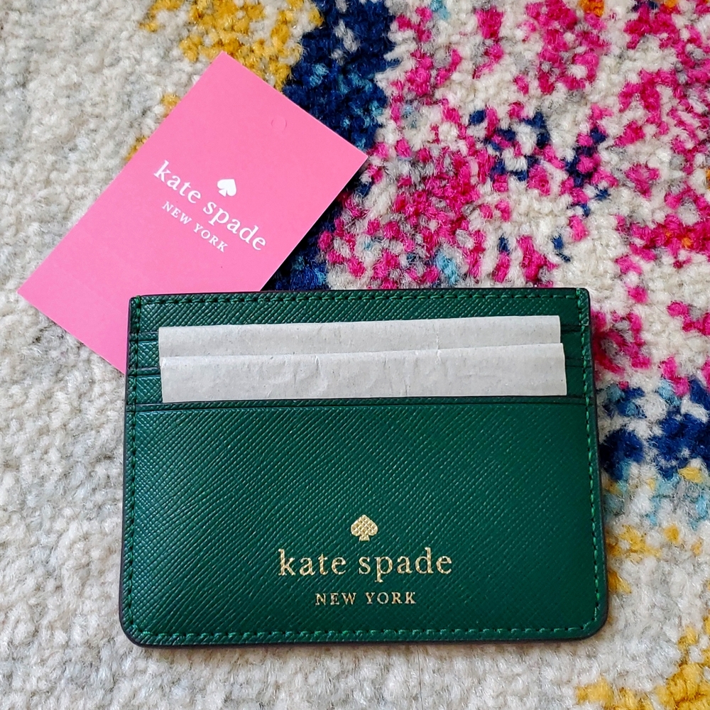 NWT Kate Spade GREEN Card Holder Wallet - Mint Condition!